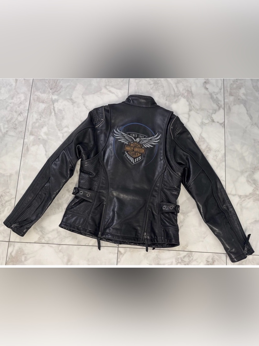 Harley-Davidson 115th Anniversary Black Leather Jacket Womens Large Motorcycle - Picture 2 of 15